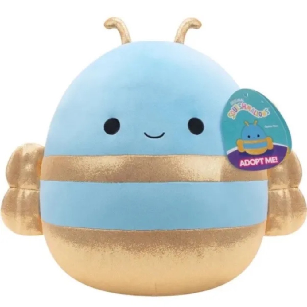 Squishmallows Adopt Me! Queen Bee 14" Blue Gold Glittery Shiny 2023 Kellytoy NWT